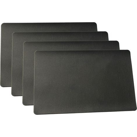 Set mit 4 schwarzen Leder-Tischsets (rechteckig), 45 x 30 cm, 2 mm dick (1/5)
