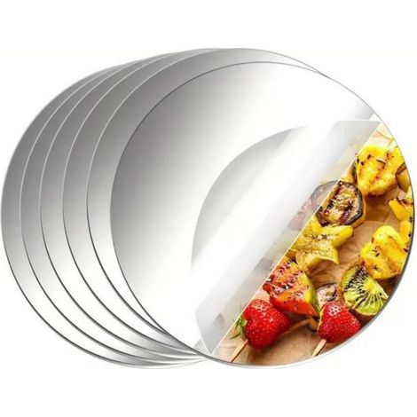 Runder Spiegel – 26 cm Durchmesser – 2 mm dick – rahmenlos – für Hochzeiten, Partys und Tischdekoration im Innenbereich – 6er-Set (1/5)