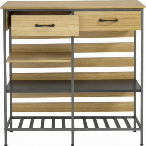 Credenza cucina 2 cassetti e 3 ripiani, truciolare e acciaio, 90x40x91 cm HOMVRA (1/4)