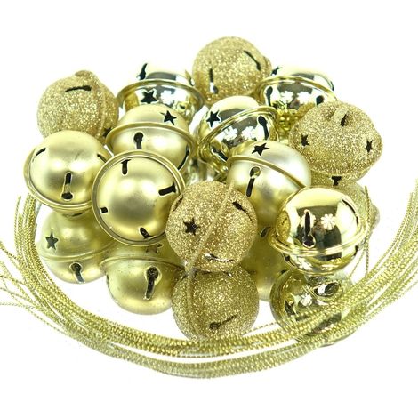 Kaemingk Weihnachtsdeko Glocken Goldfarben 3 Oberflächen Ø 3 cm Metall - 12er Set