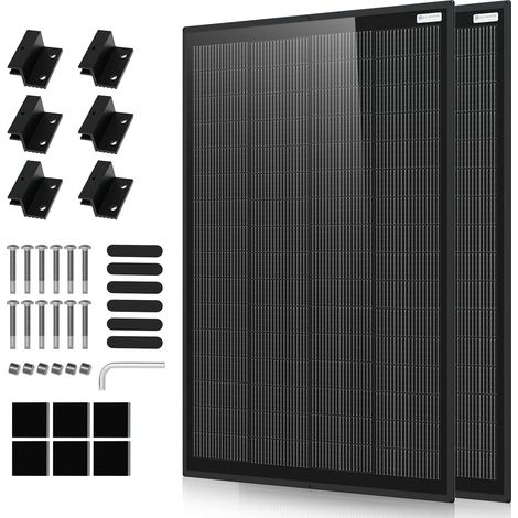 Panneau Solaire Légers de 400 W (2 x 200 W) avec Support, Type N, Panneaux Solaires 18BB, Rendement élevé de 25%, Idéaux pour Recharger les Batteries, pour Balcon, Jardin, RV (1/5)