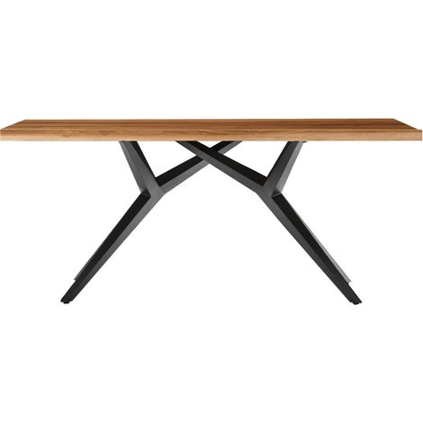 Table à manger avec piétement moderne en fer et plateau naturel unique 180 x 100 cm - PANGIVO (1/5)