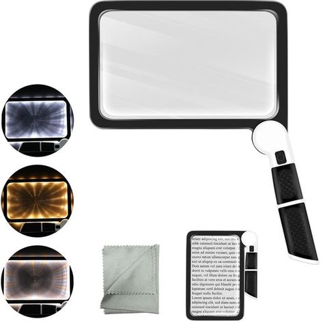 Lupa con luz (5x), lupa de mano con 48 LED y 3 modos para lectura y pasatiempos. (1/5)