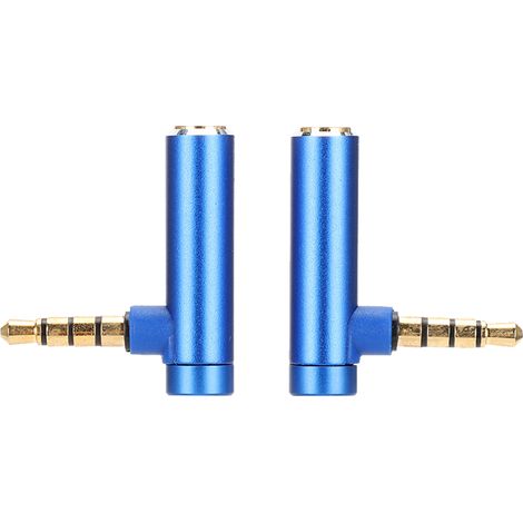 2PCS Adaptateur Audio 3.5mm Mâle vers Femelle Angle Droit pour Casque Stéréo Bleu (1/5)