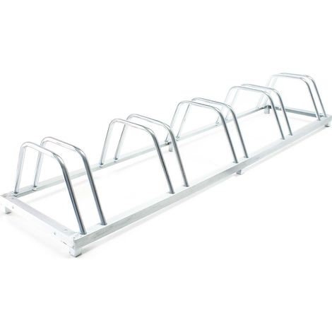Aparcabicicletas de suelo para 5 bicicletas 158 cm versión galvanizada práctico garaje montaje en pared 160001498 (1/2)