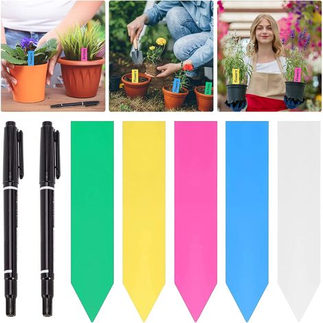500 Pcs Plant Labels Garden Labels Plastic Weatherproof with 2 Felt Tip Pens for Kindergarten Garden Plant Pot (1/5)