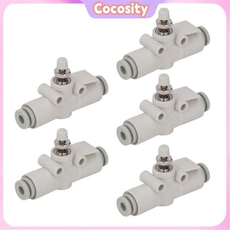 Cocosity Vanne d'étranglement de tuyau Jeu de Papillons en PVC, 5 Pièces, pour Tuyau de 4mm de Diamètre, Raccords moto valve (1/5)