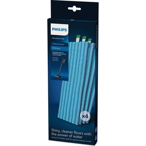 PHILIPS ORIGINAL ASPIRATEUR SANS FIL 7000 SERIES LINGETTES MICROFIBRES, 4 DISQUES EN MICROFIBRES LAVABLES ET RÉUTILISABLES, POUR