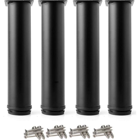AIDUCHO 4 Pieds Noir Réglables 200 Mm De Hauteur Épaissir Les Pieds D'armoire Pieds De Table Pieds De Meubles, Acier Inoxydable Hauteur Réglable 0-15 Mm Venez Avec Des Vis En Acier Inoxydable (1/4)