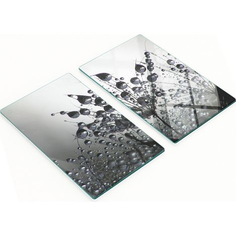 Tablas de vidrio decorativas multifuncionales para cocina con dise帽o de dientes de le贸n, 2x30x52 cm.