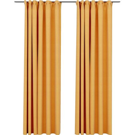 Maison Exclusive - Verdunkelungsvorhänge Haken Leinenoptik 2 Stk.