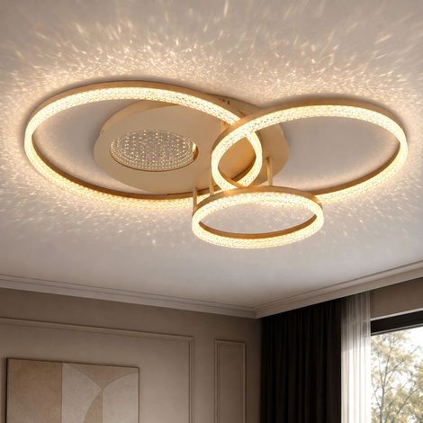 Lampada da soffitto a LED, lampada da soggiorno, 3 anelli, beige, effetto 3D, L 78 cm (1/5)