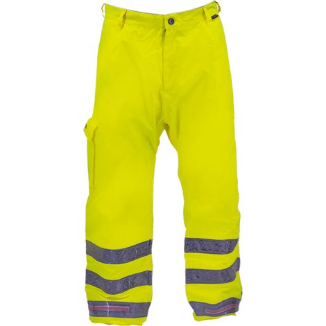 Pantalon de travail haute visibilité anti pluie bande réfléchissante Taille - M Jaune (1/5)
