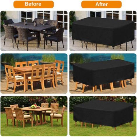 Housse Table de Jardin 180x120x74 cm, Oxford 420D Résistante aux Intempéries et aux Déchirures (1/4)