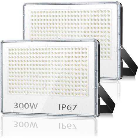 Projecteur LED Extérieur 300W, 30000LM Spot LED Extérieur IP67 Imperméable, Blanc Froid 6500K Eclairage Exterieur pour Jardin Terrasse Garage Usine, Lot de 2
