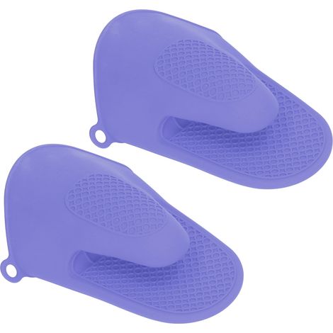 Lot de 2 maniques de cuisine mini en silicone épais anti-brûlure, violettes (1/5)
