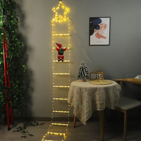 Guirlande Lumineuse LED de Noël,220 CM Décoration de Noël avec Père Noël, 8 Modes Décorations de Noël en Extérieur, Guirlande Lumineuse pour Intérieur Extérieur Maison Fenêtre Jardin Arbre de Noël