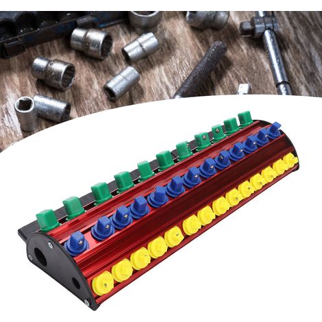 Magnetischer Organizer für Steckschlüssel und Bits, Aluminium-ABS, Mehrfach-Aufbewahrungsregal für Werkstatt und Zuhause