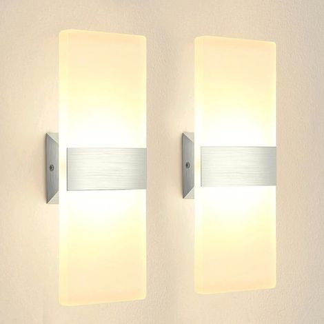 Appliques murales LED, 12W IP65 Lamp mural moderne intérieur 2Pcs allumant LED Applique murale 3000K haut et bas lampe de mur-Ywey (1/4)