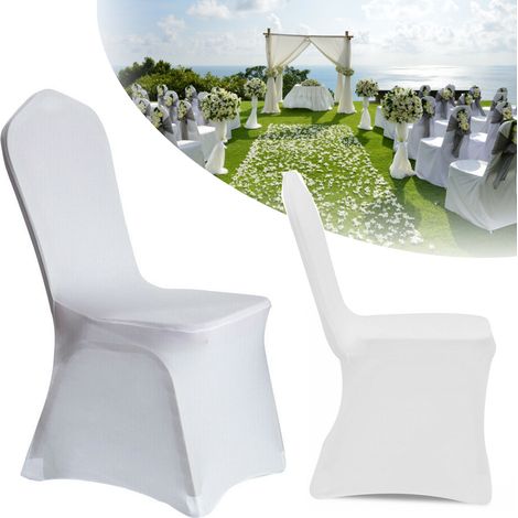 AUFUN Stuhlhussen Stretch 100 stück Weiß Stretchhusse Universell Moderne Stuhl Husse Abdeckung im Lycra Stuhlbezug für Hochzeit Taufe Geburtstagsfeier Dekoration Feiern Haus (1/5)