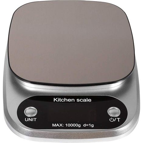 Küchenwaage, multifunktionale digitale Edelstahl-LCD-Anzeigewaage, hohe Präzision, Messbereich 1 g–10 kg, 21 x 15,5 x 3 cm (1/5)