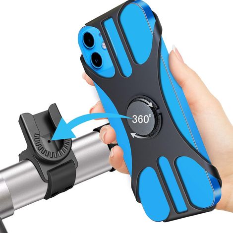 Support Téléphone Vélo - 360° Pivotant - 4 Pattes Réglables - Compatible Smartphone Jusqu'à 7 Pouces - Fixation Sans Outil Pour Guidon 15-50 mm - 1 Pièce (1/5)