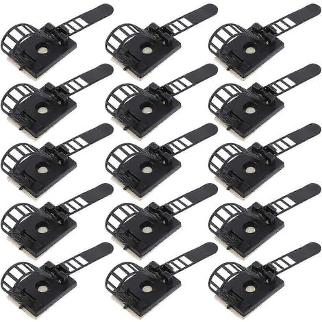 Attaches auto-adhésives à crochet pour câbles, 50 pièces, clips en plastique noir (1/5)