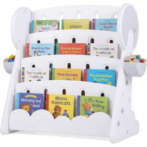 COSTWAY Libreria Montessori per Bambini 4 Ripiani, 2 Scatole, Ripiano Reversibile (1/5)