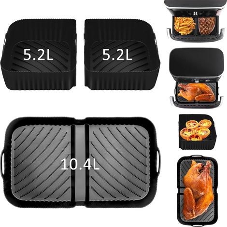 Airfryer-Form, 3-teiliges flaches Airfryer-Zubehör für Ninja Air Fryer 10,4L AF500EU, wiederverwendbare Silikon-Airfryer-Form für Ninja Air Fryer 10,4L (3 Stück)