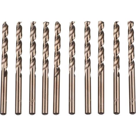 Set of 10 M35 HSS cobalt gold high-speed steel twist drill bits for high-speed metric drills, 6 mm x 93 mm, for drilling stainless steel and metal (1/5)