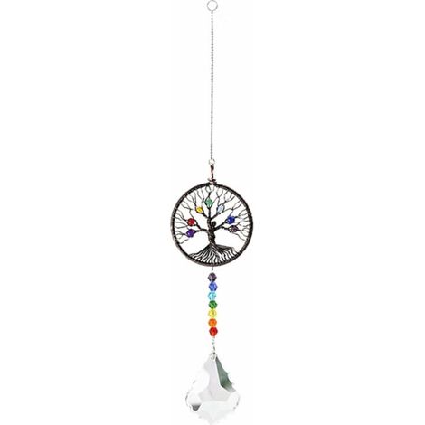 Kristall-Regenbogen-Sonnenfänger, Chakra-Lebensbaum-Anhänger, Glas-P