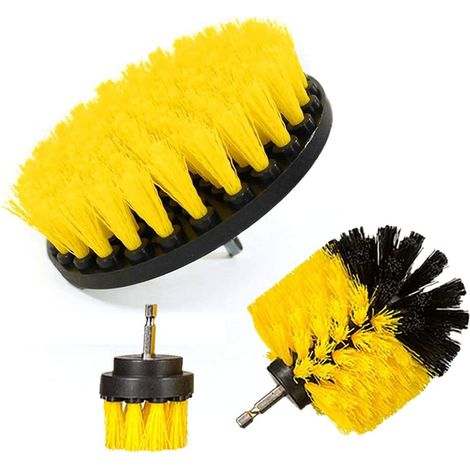 3 Pièces Perceuse Brosse de Serrage Jaune