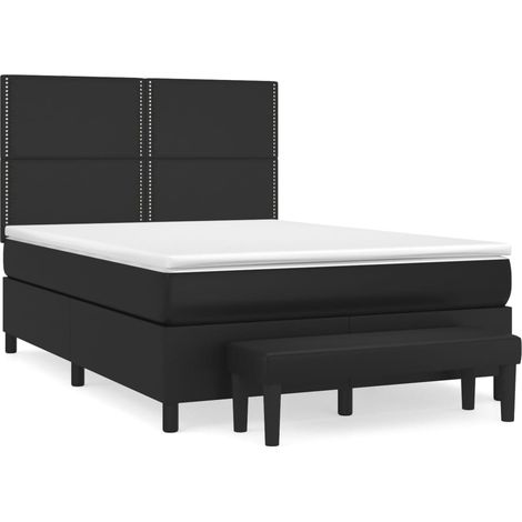 Maison Exclusive - Sommier à lattes de lit avec matelas Noir 140x200 cm Similicuir (1/5)