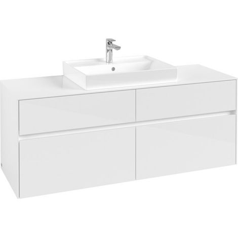 V&B Waschtischunterschrank Collaro 140x54,8x50cm, WT mittig, glossy white (1/3)