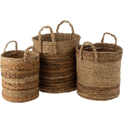 Lot de 3 Paniers de Rangement "Lucie" 58cm Naturel (1/5)
