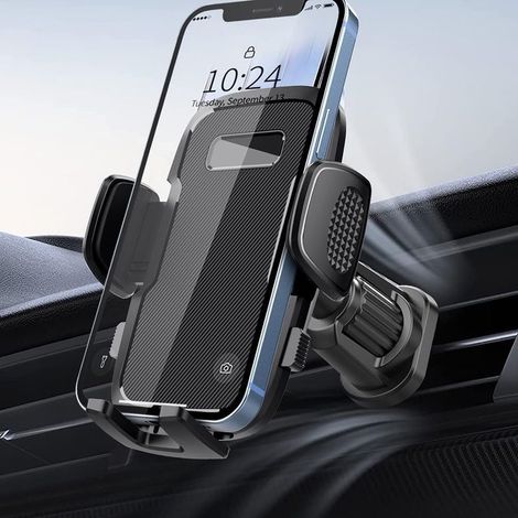 Support Téléphone Voiture [Clip de Qualité Militaire] porte Voiture telephone Rotatif à 360 Degrés pour Grille D'aération de Voiture Support GPS Voiture pour Smartphone iPhone Android Noir (1/5)