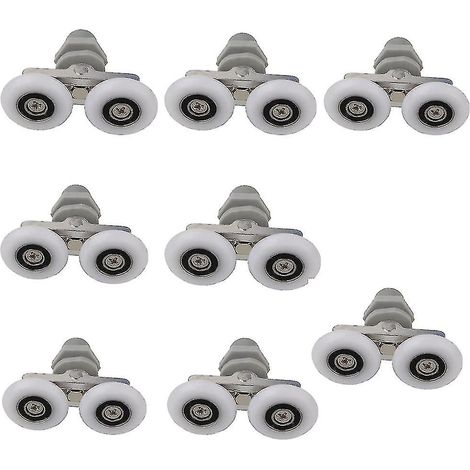Roulettes pour porte de douche, lot de 8 roulettes doubles (haut/bas) pour porte de douche - Pièces de rechange pour salle de bain (1/4)