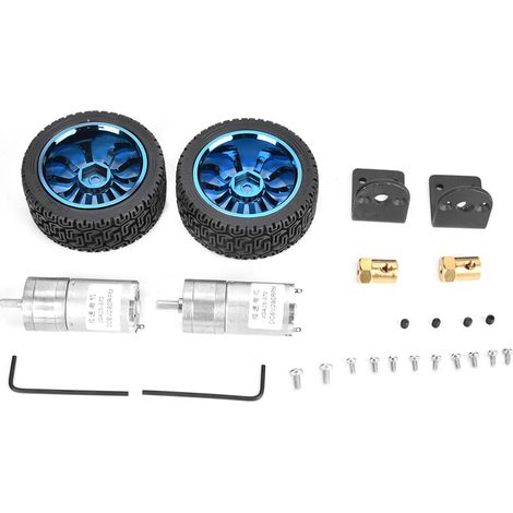 6V 280U/min Gleichstrom-Getriebemotor, 4mm Welle, mit Halterung und 65mm Rädern (1/5)