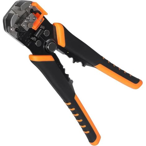 Pince à dénuder automatique 3 en 1 24-10 AWG (0,2-6,0 mm²), pince à cosses auto-ajustable, outil manuel multifonction pour dénuder, couper et sertir，Orange et noir (1/5)