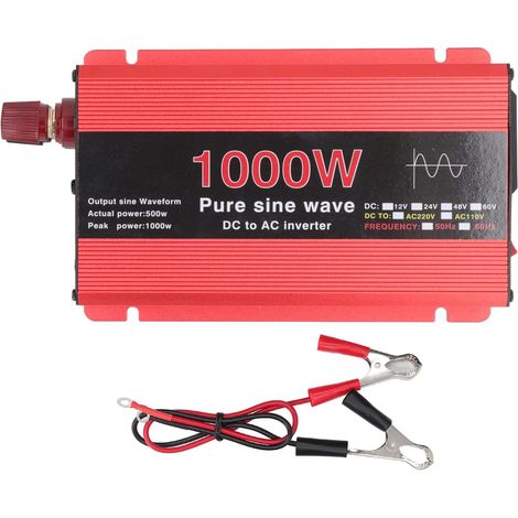 Onduleur de Puissance 1000W Pure Sine Wave DC 12V à AC 220V Protection de Surcharge pour l'énergie Solaire éolienne (1/5)