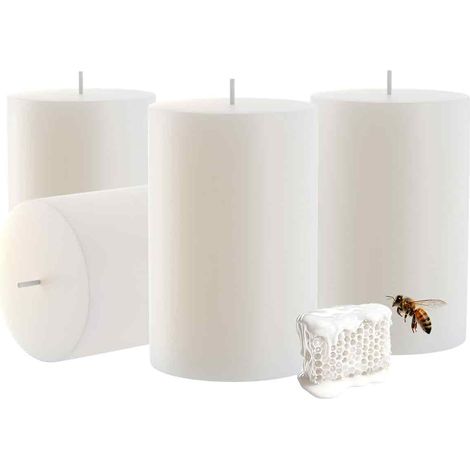 Bougie Pilier Cire Dabeille - 80 Heures - Sans Parfum - Anti-Goutte - Pour Prière Noël Fête - 4 Pièces (2 x 3 Pouces) (1/5)