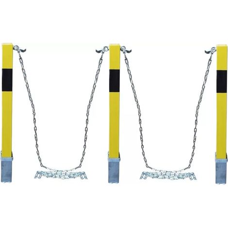 Kit 3 poteaux jaunes 100PE-YB amovibles haute résistance & 2 x 5 mètres de chaine acier (1/5)