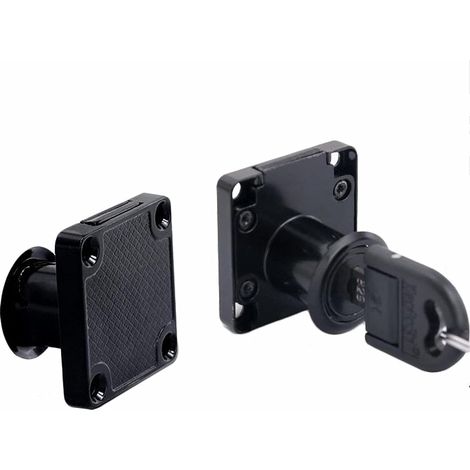 2er-Pack Hebelschloss aus Zinklegierung, schwarz, quadratisch, für Möbel, Schubladen, Schränke, Türen mit 4 Schlüsseln, 40 x 39 mm (1/5)