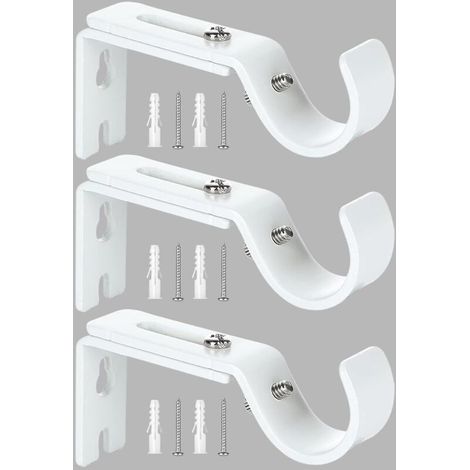 3 Pcs Blanc Support de Tringle à Rideau Réglable, Supports Murale Réglables,Support pour Tringle à Rideau,Compatible avec les tringles à rideau d'un diamètre maximal de 20mm 25mm