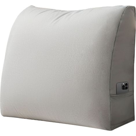 VERCART Coussin de Lecture, Oreiller Traversin Soutien Dorsal, Triangulaire Coussin à Coins, Gros Coussin Canapé, Coussin tête de Lit Dossier, Oreiller de Repos Cale Dos, Gris (1/5)