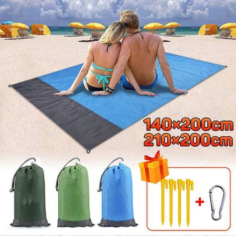 Tapis de pique-nique de poche 200x210cm, imperméable, idéal pour la plage, le camping, les tentes de pique-nique et les espaces extérieurs. Couverture pliable, sans sable. (1/5)