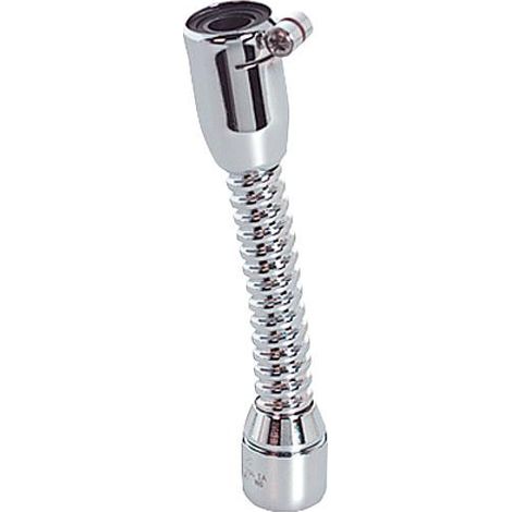 Bec allonge avec jet doux avec pince, metal chrome