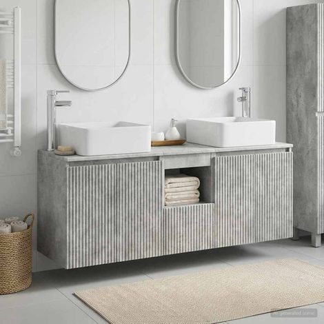 vidaXL Bathroom Cabinet Set 3 pcs Concrete Grey 49.5 x 41 x 63 cm (1/5)