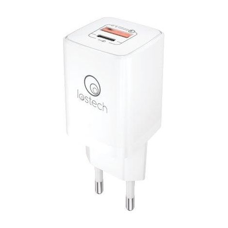 CARICABATTERIA SMARTPHONE LS-NC08 LOSTECH - VOLT 230 WATT 20 1 PRESA USB + 1 PRESA TYPE C- 2 pezzi