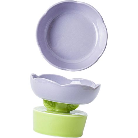 Bol de nourriture en céramique pour chat, mignon en forme de fleur, grande capacité, Protection de la colonne vertébrale du cou, animal de compagnie surélevé pour chats, chiens, animaux de compagnie, (1/5)